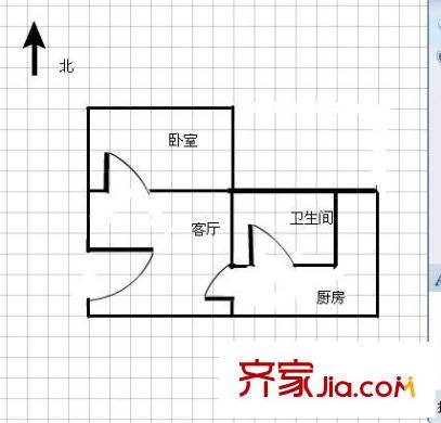 起鳳街鐵路宿舍 1室 戶型圖