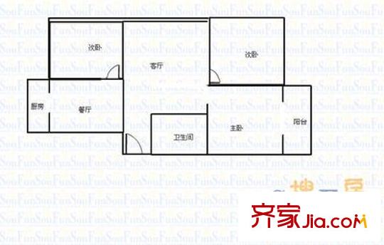 起鳳街鐵路宿舍 3室 戶型圖