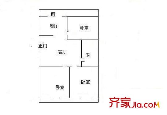 南海東街公安局宿舍 3室 戶型圖
