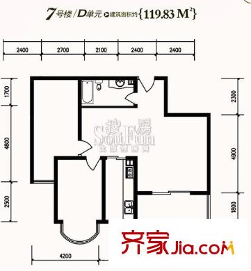 南波灣戶型圖7號D 2室
