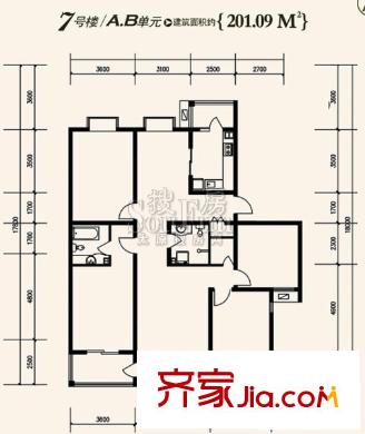 南波灣戶型圖7號AB 4室