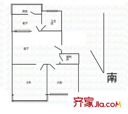 開元南小區(qū) 2室 戶型圖