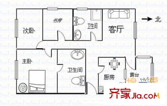 濱湖公園九號 3室 戶型圖
