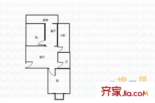 省建五公司宿舍 3室 戶型圖
