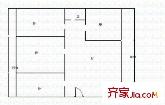 省建五公司宿舍 3室 戶型圖