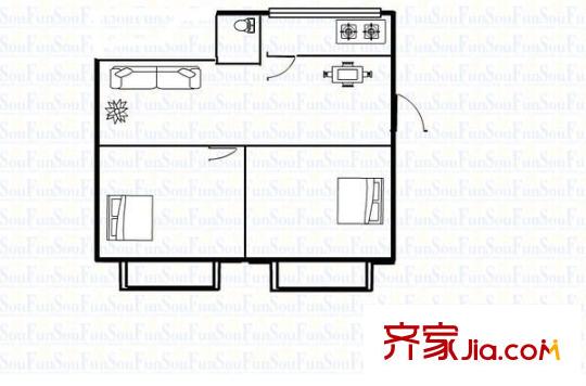 鑫苑小區(qū) 2室 戶型圖