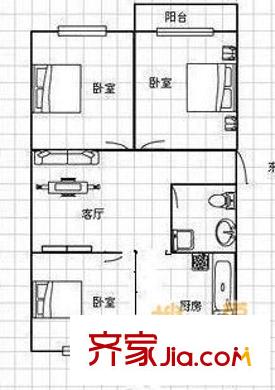 鑫苑小區(qū) 3室 戶型圖