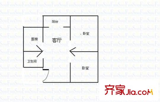 桃園北路金剛里小區(qū) 2室 戶型圖