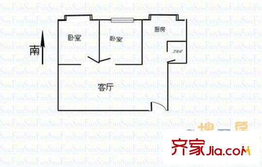 桃園北路金剛里小區(qū) 2室 戶型圖