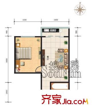 金色麗城戶型圖鉆石公寓6#66.35 