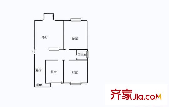 旱西關(guān)勞動(dòng)廳宿舍 3室 戶型圖