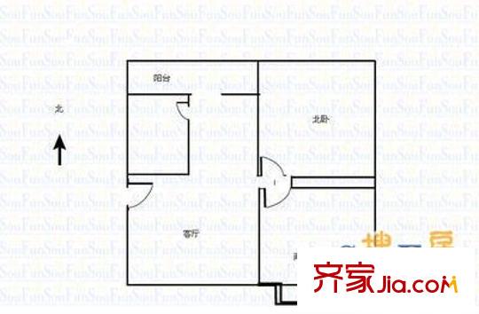 旱西關(guān)勞動廳宿舍 2室 戶型圖