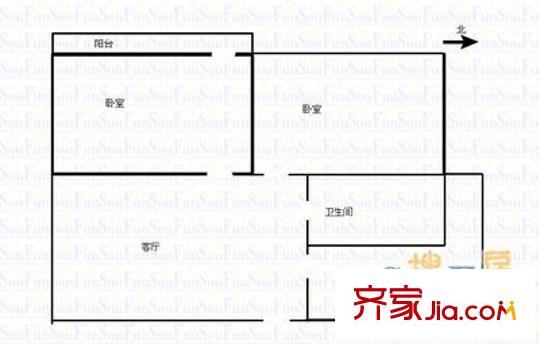 國師街糧食局宿舍 2室 戶型圖