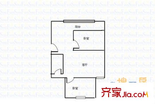 中醫(yī)學(xué)院家屬樓 1室 戶(hù)型圖