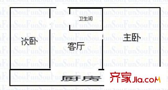 中醫(yī)學(xué)院家屬樓 2室 戶(hù)型圖