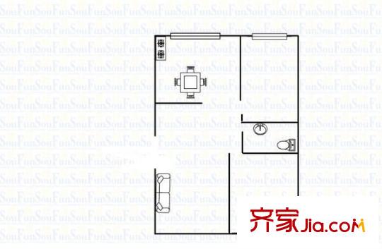 杏花巷衛(wèi)生廳宿舍 2室 戶型圖