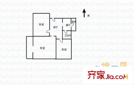 山西煤炭職工培訓(xùn)中心宿舍 3室 戶型圖