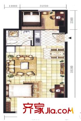 迎澤世紀(jì)城C3戶型 2室1廳1衛(wèi)1廚