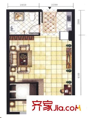 迎澤世紀城B1戶型 1室1廳1衛(wèi)1廚