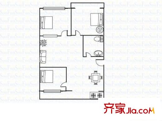 建材小區(qū) 3室 戶型圖