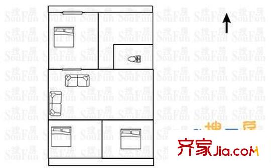 建材小區(qū) 3室 戶型圖