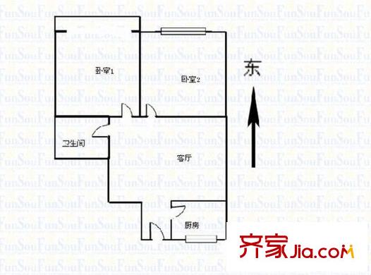 飲料廠宿舍 2室 戶型圖