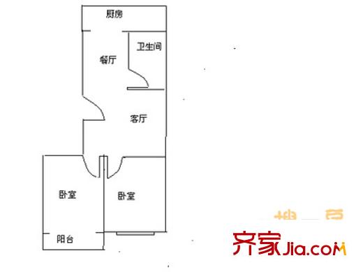 滌綸廠宿舍 2室 戶型圖