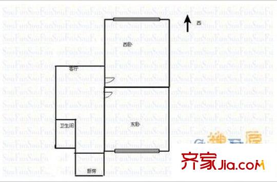 省建四公司宿舍 2室 戶型圖