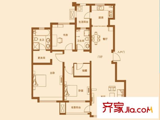 康大鑫都匯府1#、2#、3#、6#、13#、14#、15#A1戶型圖 3室2廳2衛(wèi)1廚