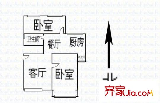南內(nèi)環(huán)安裝公司宿舍 2室 戶型圖
