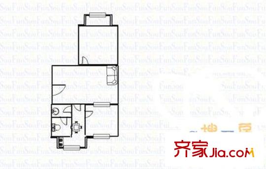 銅鑼灣寶地小區(qū) 2室 戶型圖