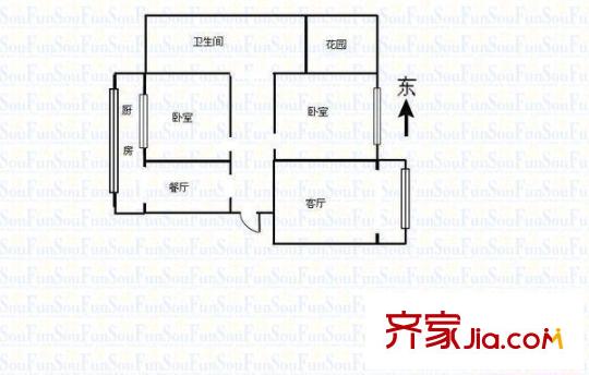 南內(nèi)環(huán)機床廠宿舍戶型圖27中宿舍 2室