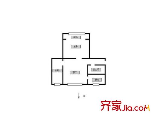 經(jīng)貿(mào)學(xué)校宿舍 2室 戶型圖
