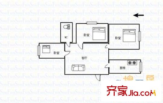 漪鑫雅園 3室 戶型圖