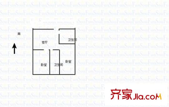 太原市園林局宿舍 2室 戶型圖