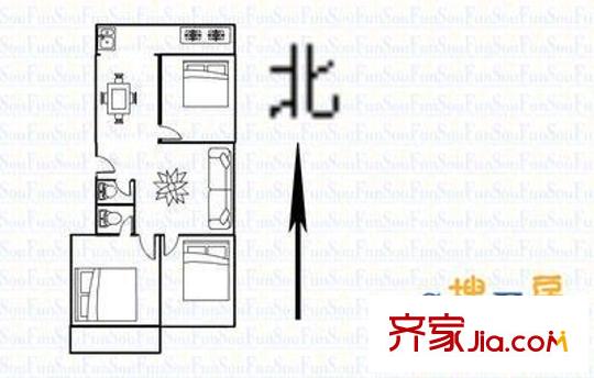 太原市園林局宿舍 3室 戶型圖