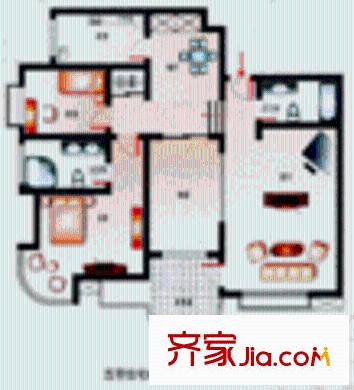 漪汾華苑北區(qū)戶型圖3室2廳2衛(wèi)