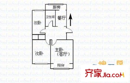 漪汾華苑北區(qū)戶型圖漪汾華苑(茂華) 2室 戶型圖 2室2廳1衛(wèi)1廚