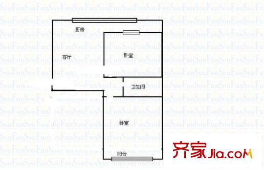漪汾街安裝公司宿舍 2室 戶型圖