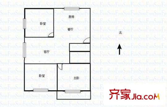 漪汾街安裝公司宿舍 3室 戶型圖