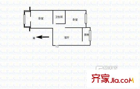 小東門發(fā)改委宿舍戶型圖3 2室