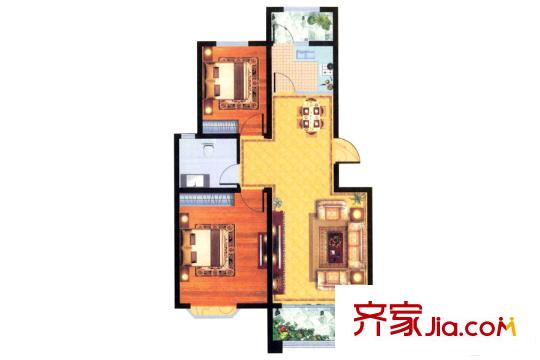 港城華府5#、7#、12#標(biāo)準(zhǔn)層A戶型 2室2廳1衛(wèi)1廚