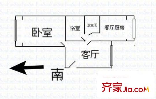 太原師范學院宿舍 1室 戶型圖