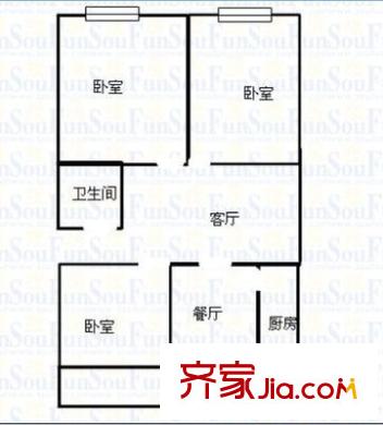 太原師范學院宿舍 3室 戶型圖