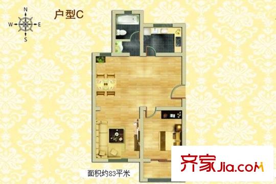 望海源鳳凰城1-10號(hào)樓C戶(hù)型 1室1廳1衛(wèi)1廚