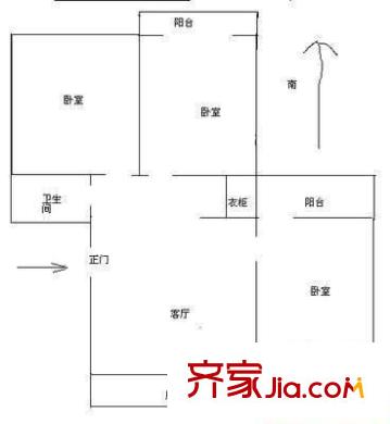 消防隊宿舍 3室 戶型圖