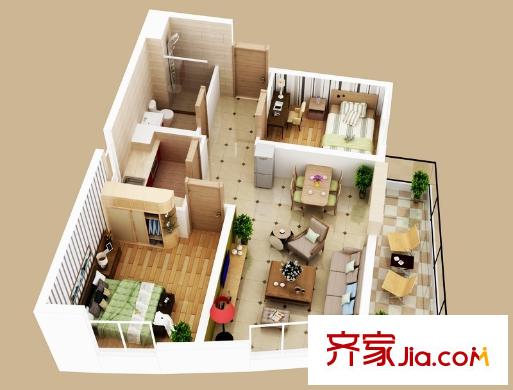 青島銀沙軒1、2號樓85平方米套二戶型 2室2廳1衛(wèi)1廚