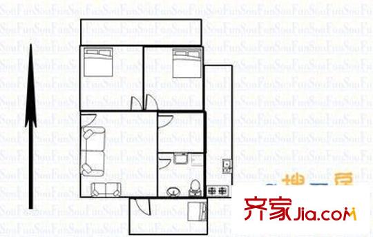 新城北街網(wǎng)通宿舍 3室 戶型圖