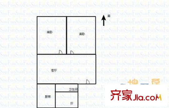 新城北街網(wǎng)通宿舍 2室 戶型圖