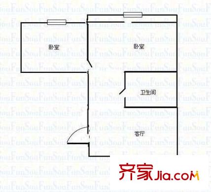 山佑巷房地局宿舍 2室 戶型圖
